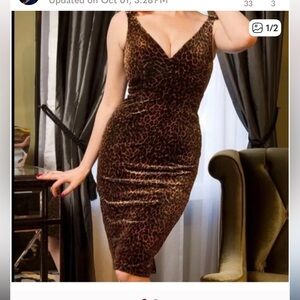 Elegant Brown Leopard Print Midi Dress